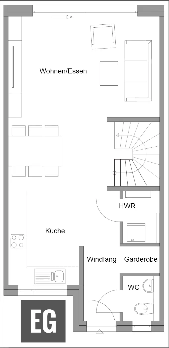 Reihenhäuser in Magdeburg Seestraße - Grundriss EG Reihenhäuser in Magdeburg Seestraße - Grundriss EG