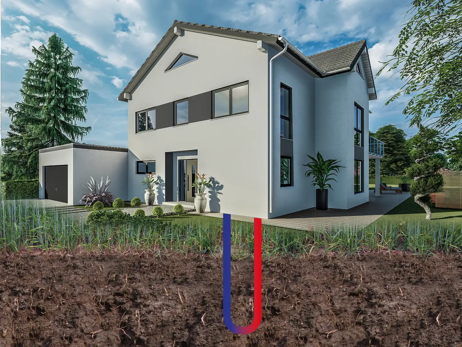 Einfamilienhaus heizen mit Erdwärme